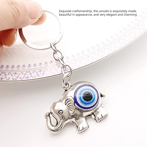 Miniatura 3 de Llavero de elefante lindo para mujer, colgante de aleación de diamantes de imitación de cristal, llavero de ojo azul para bolsa de llaves, teléfono