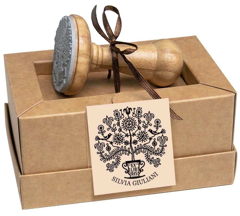 Ex Libris Timbro Personalizzato Albero della Vita – Regalo d’Arte in Elegante Scatola Regalo