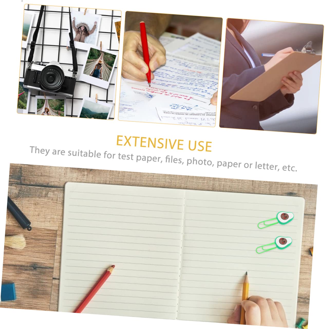 STOBOK 40stücke Avocado-förmige Büroklammern Bunten Designs Kreative Und Niedliche Papierklammern Für Schule Und Büro Zur Dokumentenorganisation