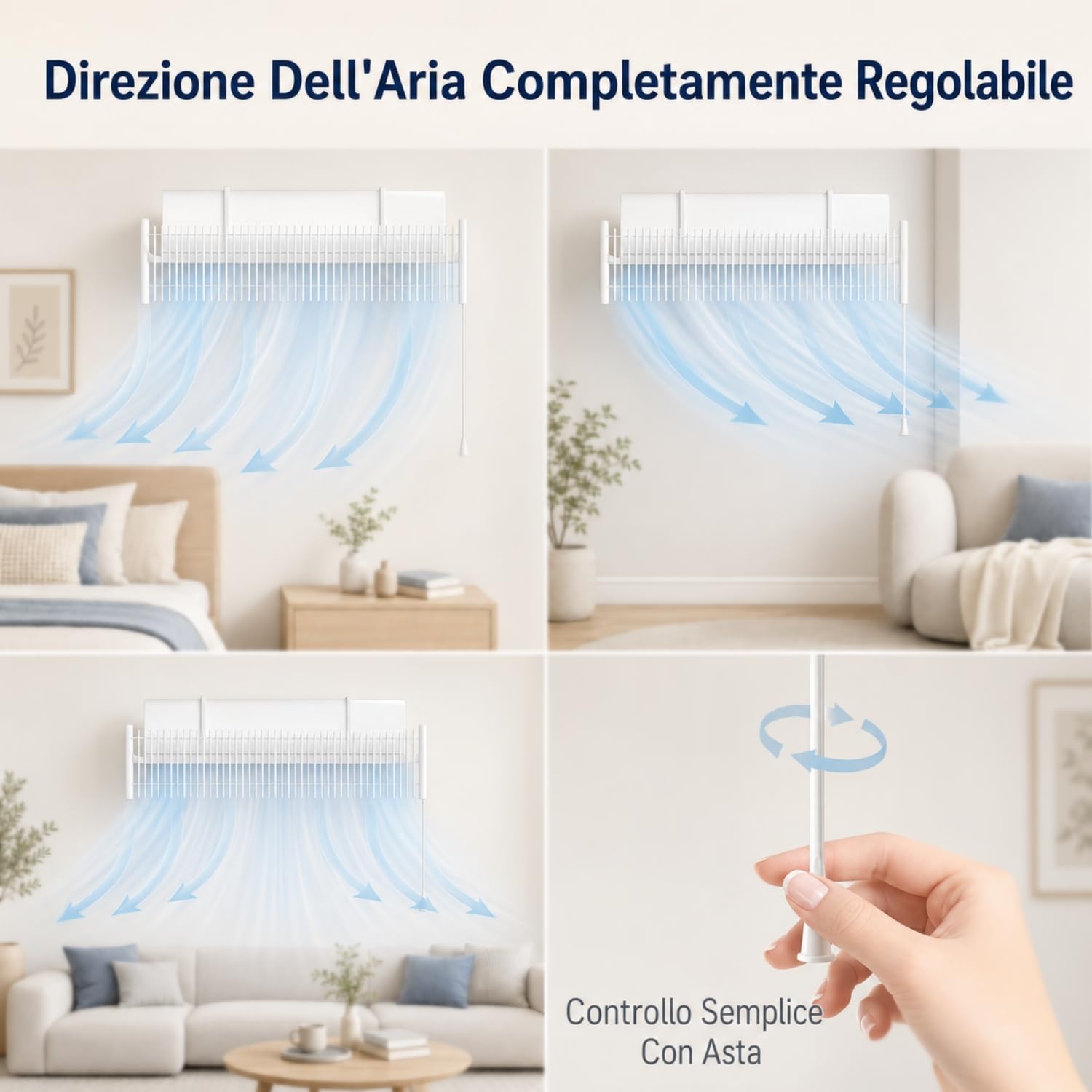 Deflettore Condizionatore, Deviatore Aria Condizionatore Regolabile in Alluminio/ABS per Split a Parete 70–100cm, Deflettore Aria Condizionata Anti Soffiaggio Diretto per Casa Camera Ufficio chochoyah