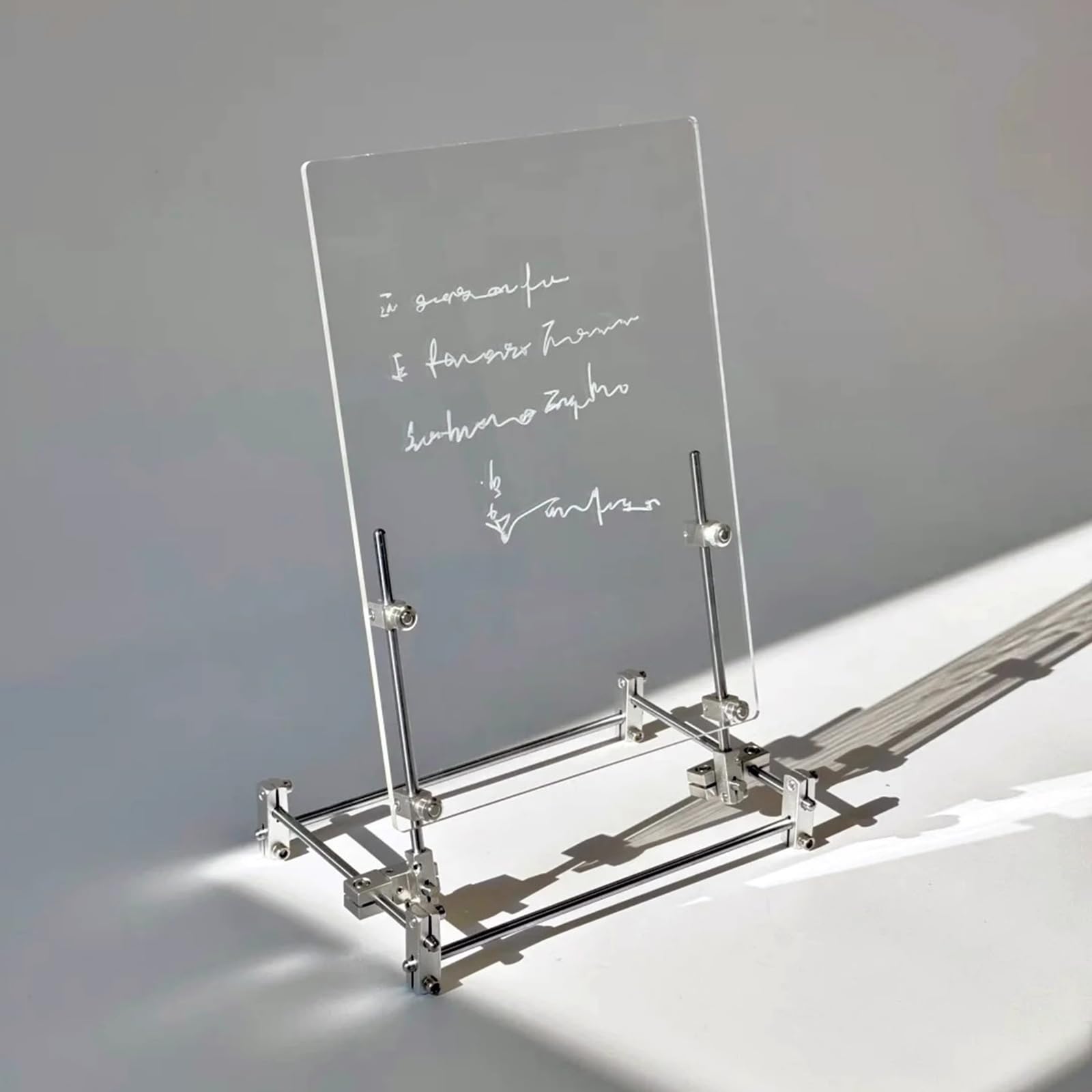 Lavagna acrilica cancellabile a secco con staffa in metallo, lavagna bianca senza cornice, blocco per appunti angolato, 22 x 31 cm, organizer personale per ufficio, casa, scuola
