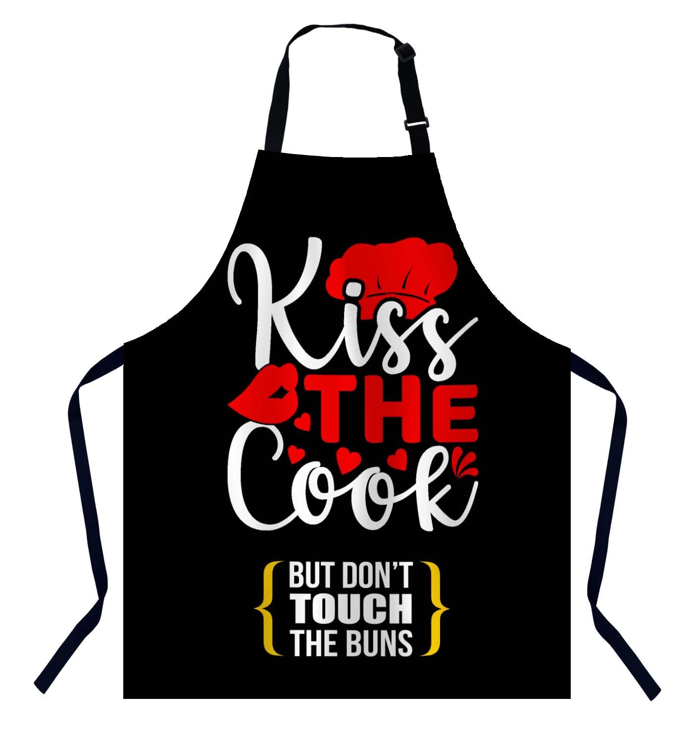 Bgbdeia Women's Kiss The Cook Kitchen Apron For Men, Unisex Adjustable Cooking Apron, Waterproof Apron For Home Kitchen, Restaurant, Coffee House