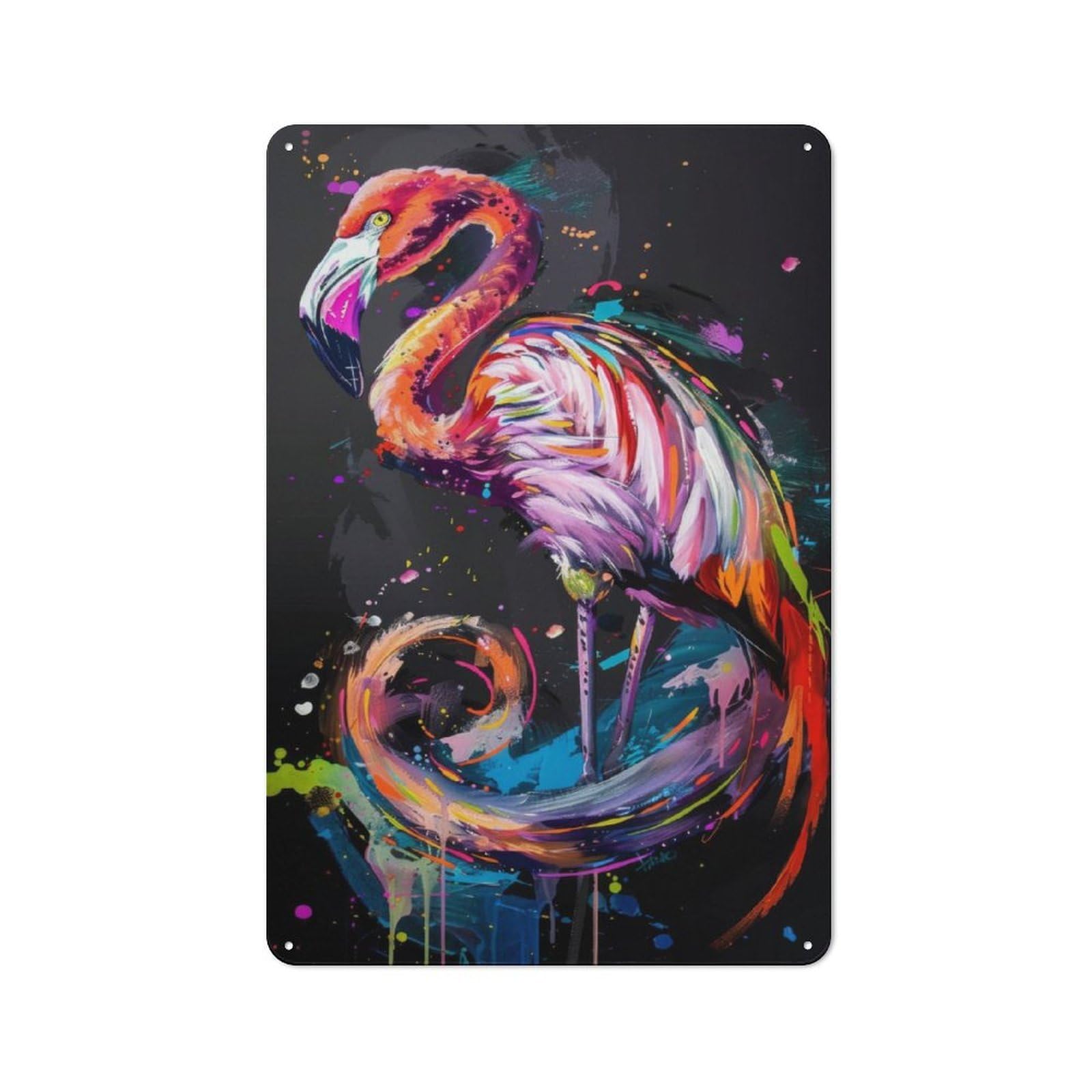 Junmoney Flamingo Popart Painting Vintage Cafe Metal Sign 30X20cm Featuring Bistro Wall Plaque For Cafe, Bistro, Bakery Or Restaurant