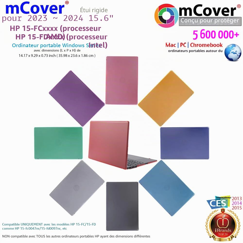 mCover Étui Compatible Uniquement avec Ordinateur Portable HP 15-FCxxxxx/15-FDxxxx/250 G10 Series Windows 2023-2024 (ne Convient Pas aux Autres modèles d'ordinateurs Portables HP) – Noir