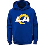 Outerstuff NFL Kids Youth 8-20 Official Team Color Polyester Performance Football Primary Logo Pullover Sweatshirt Hoodie - Los Angeles Rams Blue - Medium 10-12