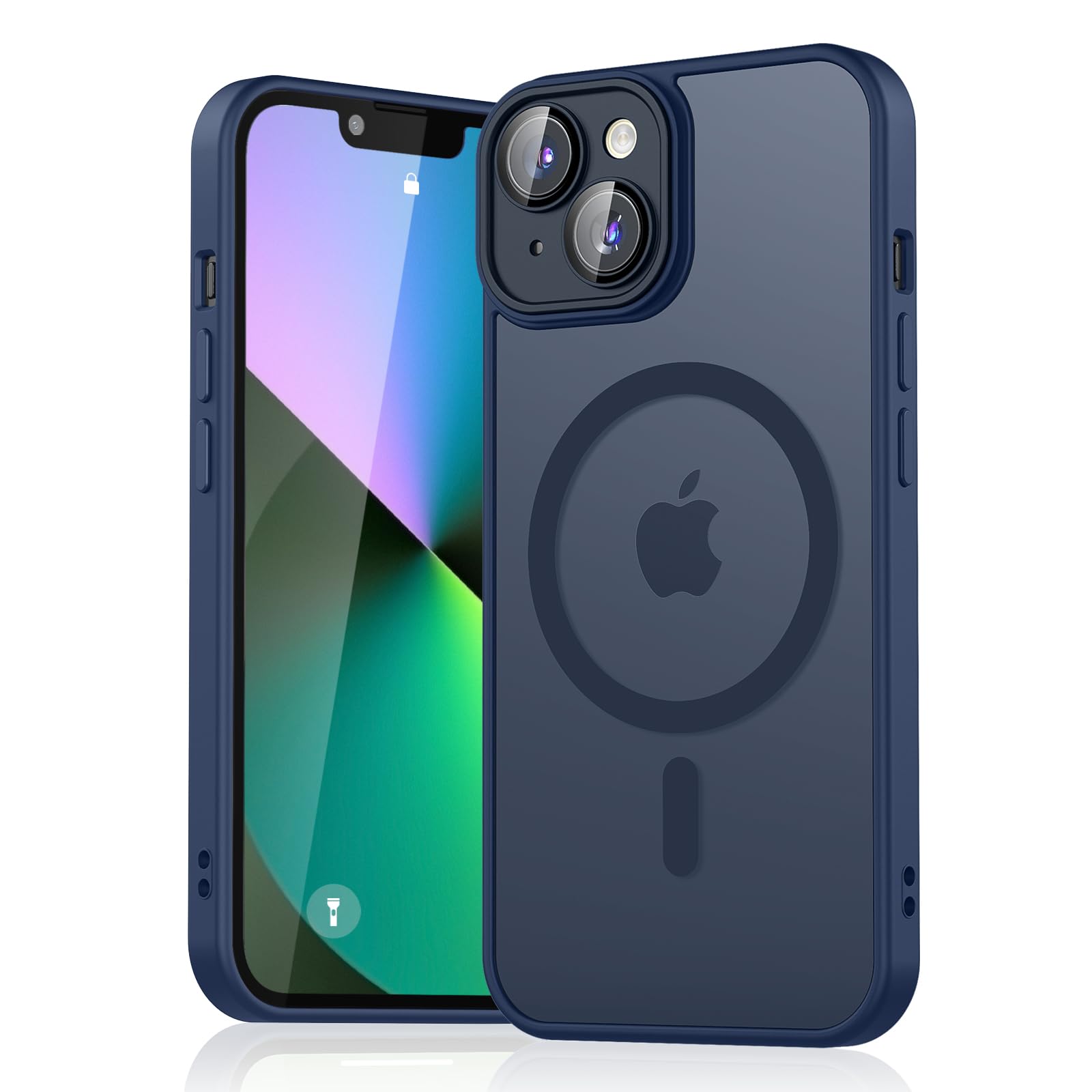 Oumida for iPhone 13 Magnetic Case, [10 FT Military Grade Drop Protection] [Dual Layer Structure Protection] Non-Slip Heavy Duty Full-Body Shockproof iPhone 13 MagSafe Cover (Navy Blue)