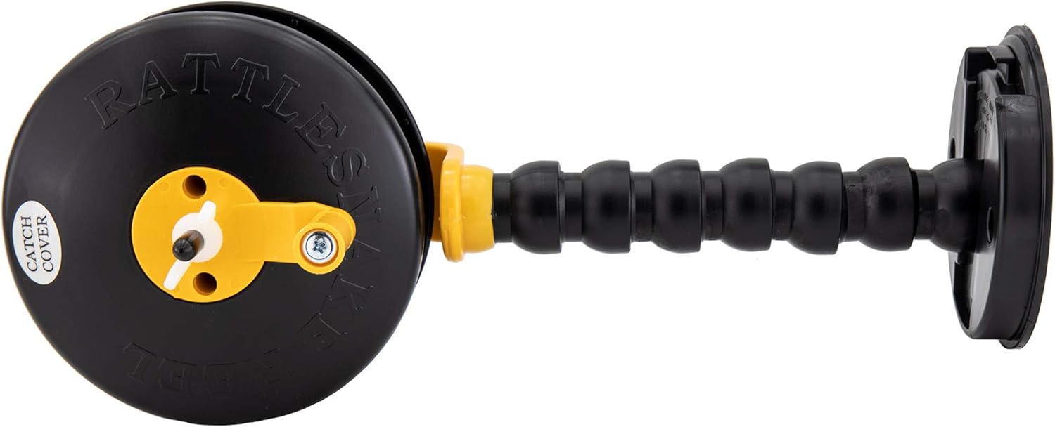 RecPro Ice Fishing Gear Rattlesnake Reel | Noisemaker Reel | Quick Disc Wall Mount