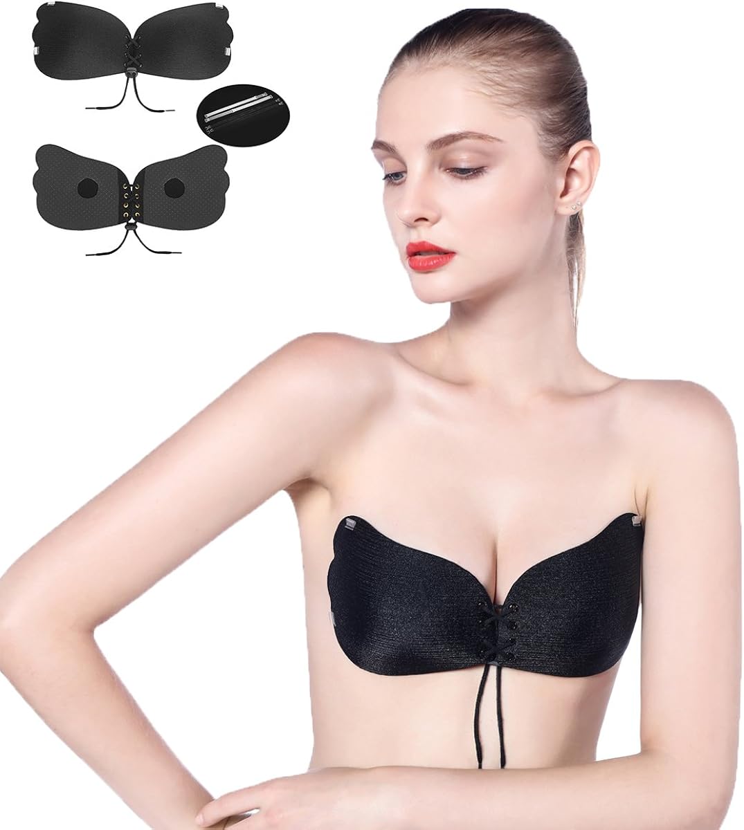 AIFOX Adhesive Bra,Push Up Sticky Bra Padded Invisible Strapless Bras