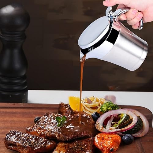 Miniatura 2 de Jarra térmica de acero inoxidable 304, olla de doble pared para salsa, bote para salsa, cubeta para salsa, salsa de tomate, mostaza, crema, aderezo