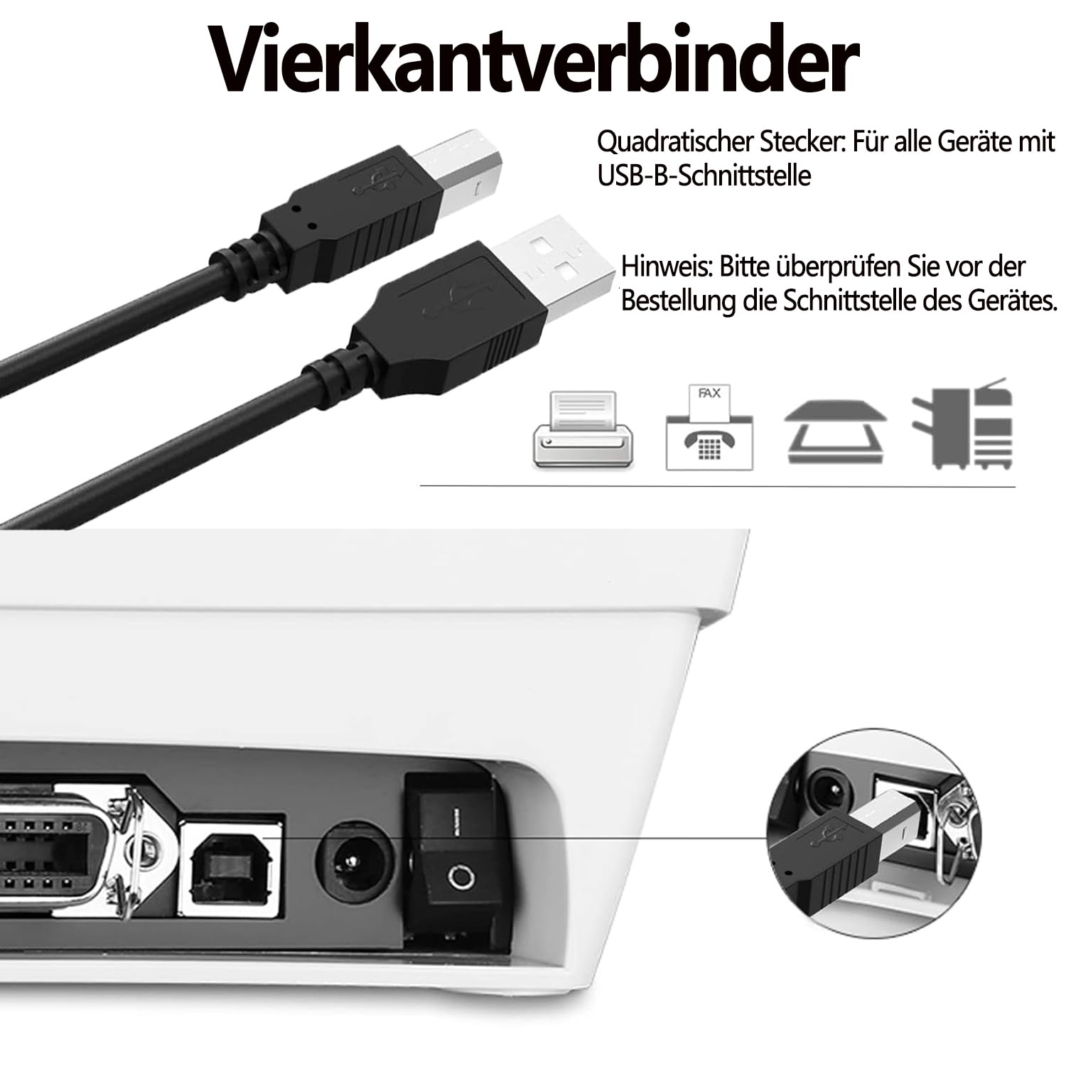 Cavo USB Per Stampante 2,7 Metri – Da USB A A USB B – Compatibile Brother MFC-845CW, MFC-L2710DN - 2