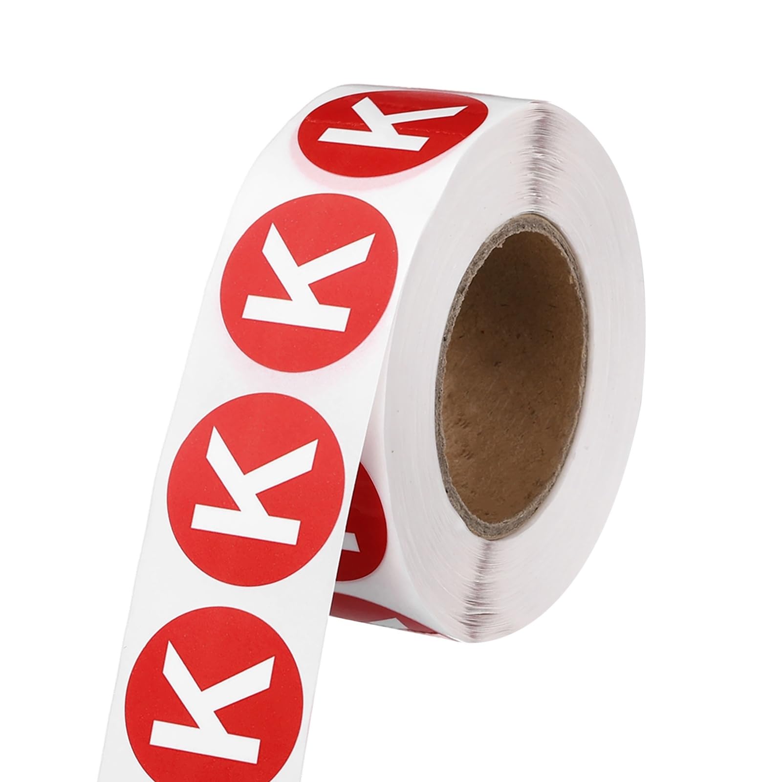 PATIKIL 1" Letter Stickers, 600Pcs Alphabet Stickers Letter K Round Labels Small Vinyl Self Adhesive Label Circle Decals 1 Roll Capital Initial for Office Home Organize Inventory, Red