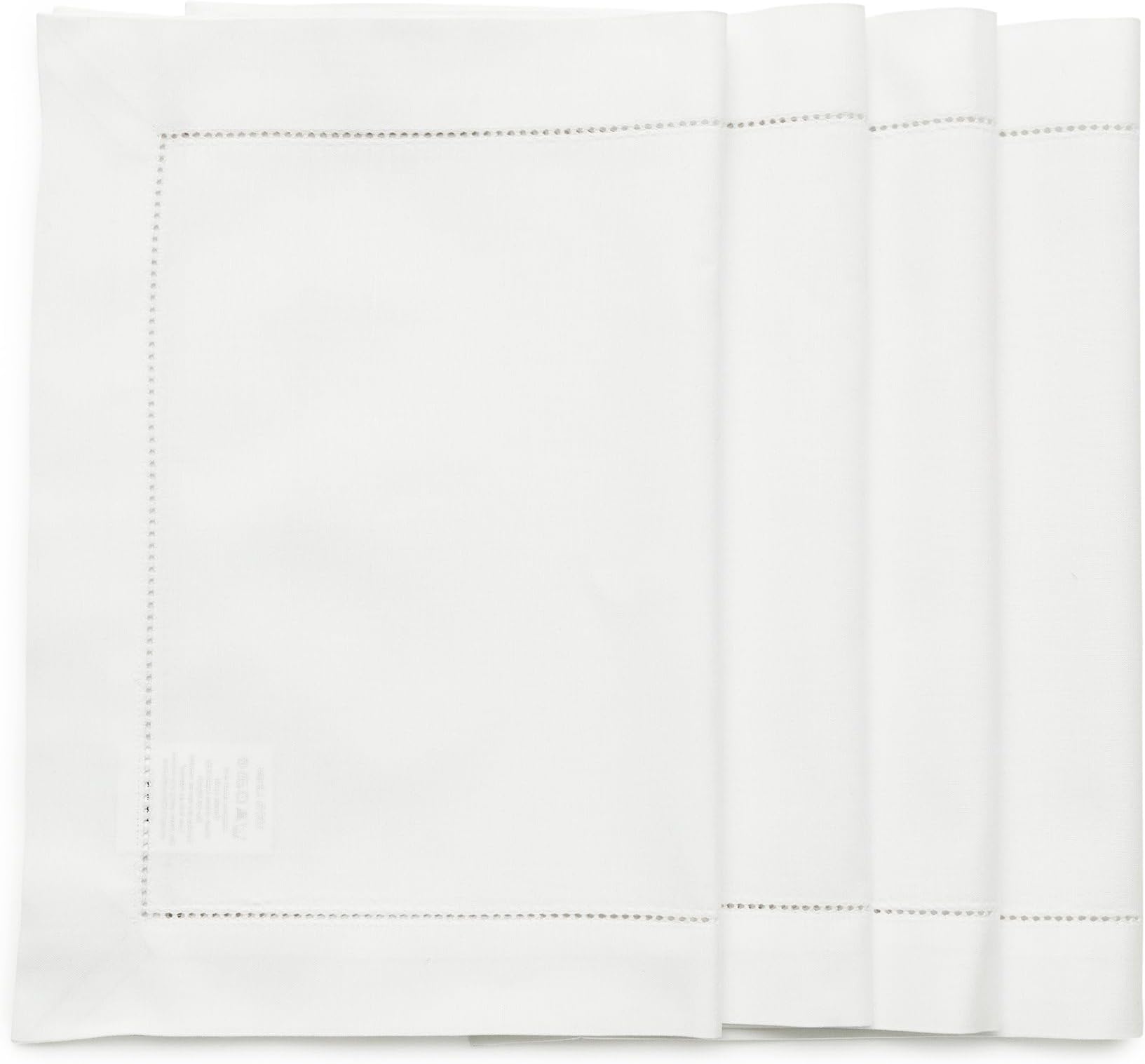 Solino Home White Placemats Set of 4 - Cotton Linen Hemstitch Placemats 14 x 19 Inch for Winter, Mothers Day, Spring, Easter