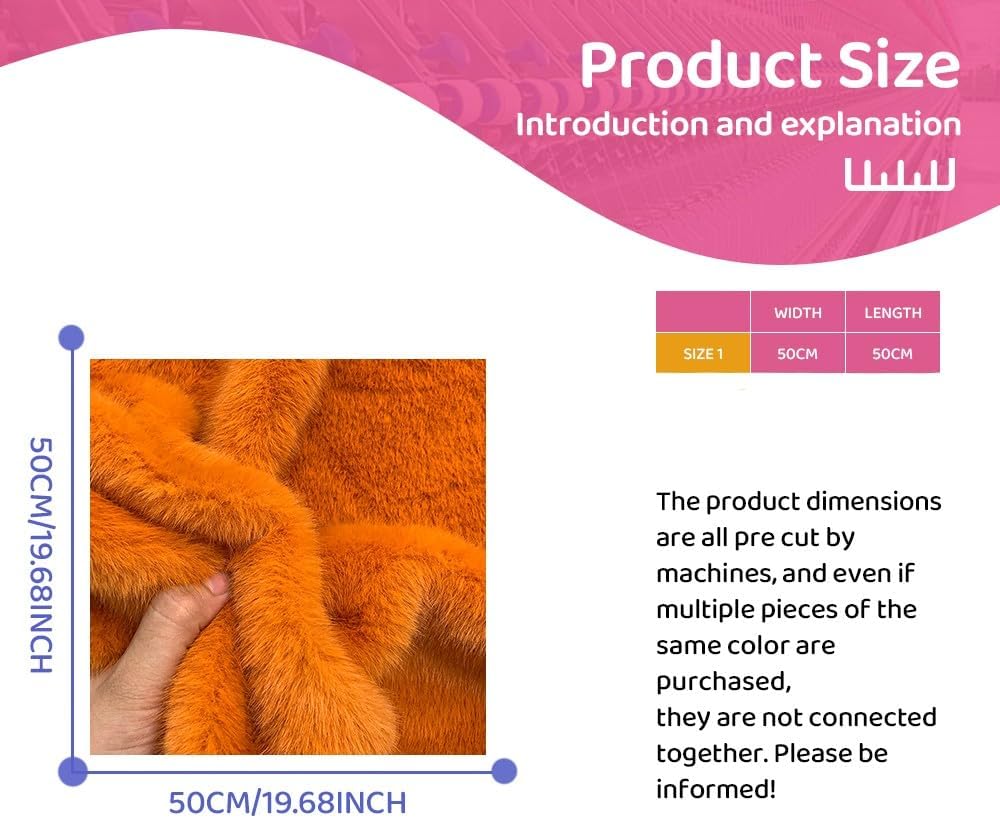 New Simulation Solid Color Mink Plush Fabric 100% Polyester Soft and Smooth High Density 19.68x19.68 inches DIY Plush Scarf Home Decoration Fabric (1, 19.68x19.68 inches)