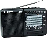 XHDATA D-328 Leitor de MP3 estéreo de rádio de ondas curtas AM FM DSP pequeno, pequeno, com bateria recarregável, fone de ouvido, alto-falante multimídia portátil com entrada de cartão micro SD USB