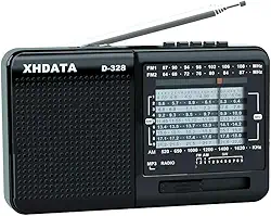 XHDATA D368 Rádio portátil de ondas curtas AM FM SW 12 bandas DSP estéreo MP3 Player Alto-falante BT sem fio com bateria recarregável, alto-falante multimídia, suporta cartão micro SD, pen drives USB