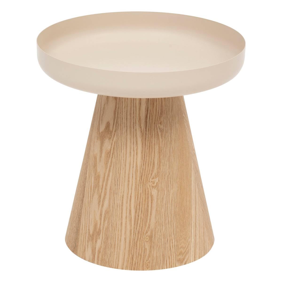 Atmosphera - Table d'Appoint Hercyna, Acier et Bois, D 40 x H 42 cm, Plateau Rond avec Rebords - pour Salon, Chambre, Bout de Canapé