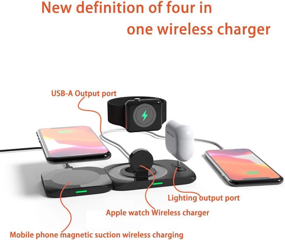 Exclusive Discount 70% Price Lopnord Magnetic Wireless Charger Stand for iPhone 13 12 Pro Max, 4 in 1 Wireless Charging Station for Mag Safe, Detachable Qi Charging Dock Compatible with iWatch Airpod Galaxy S21/S21+/S20/S10