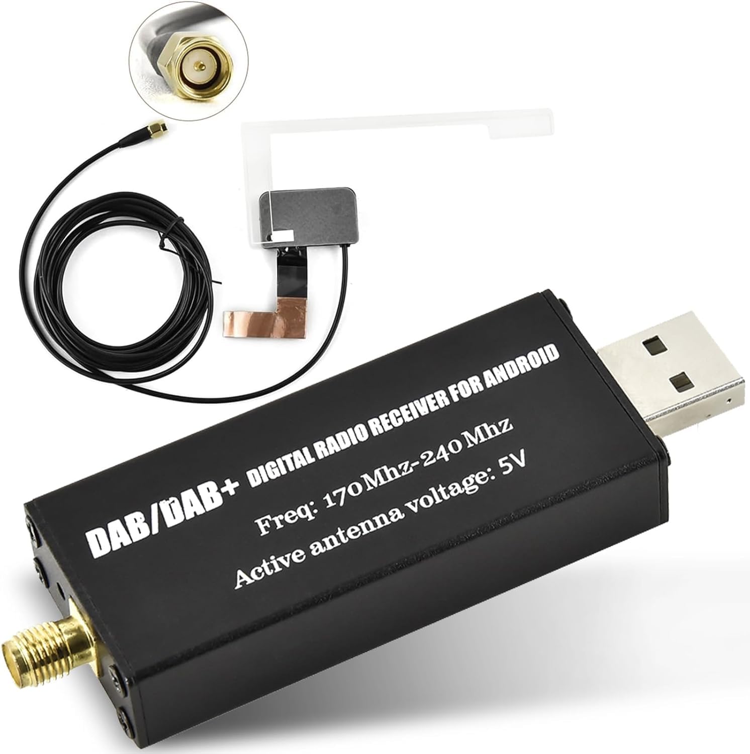 Hikity Adattatore Dab/Dab + USB Auto, Dongle Dab in Car Ricevitore Radio Digitale Dab Chiavetta USB 2.0 Dab con Antenna Dab per autoradio Android