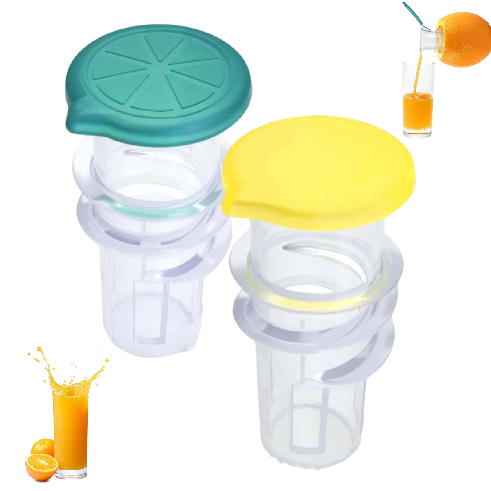 2Pcs Screw Top Lemon Squeezer, 2025 New Durable Portable Citrus/Lemon Juicer, Screw Cap Juicer With Built-in Filter, Best Choice For Home, Travel Or Camping (Green+Yellow)