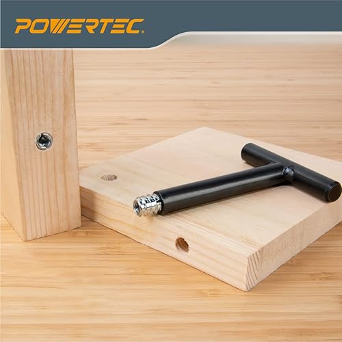 Miniatura 6 de POWERTEC 71815 - Juego de herramientas de instalación de insertos roscados 516"-18  Llave en T con 50 insertos roscados chapados en zinc para