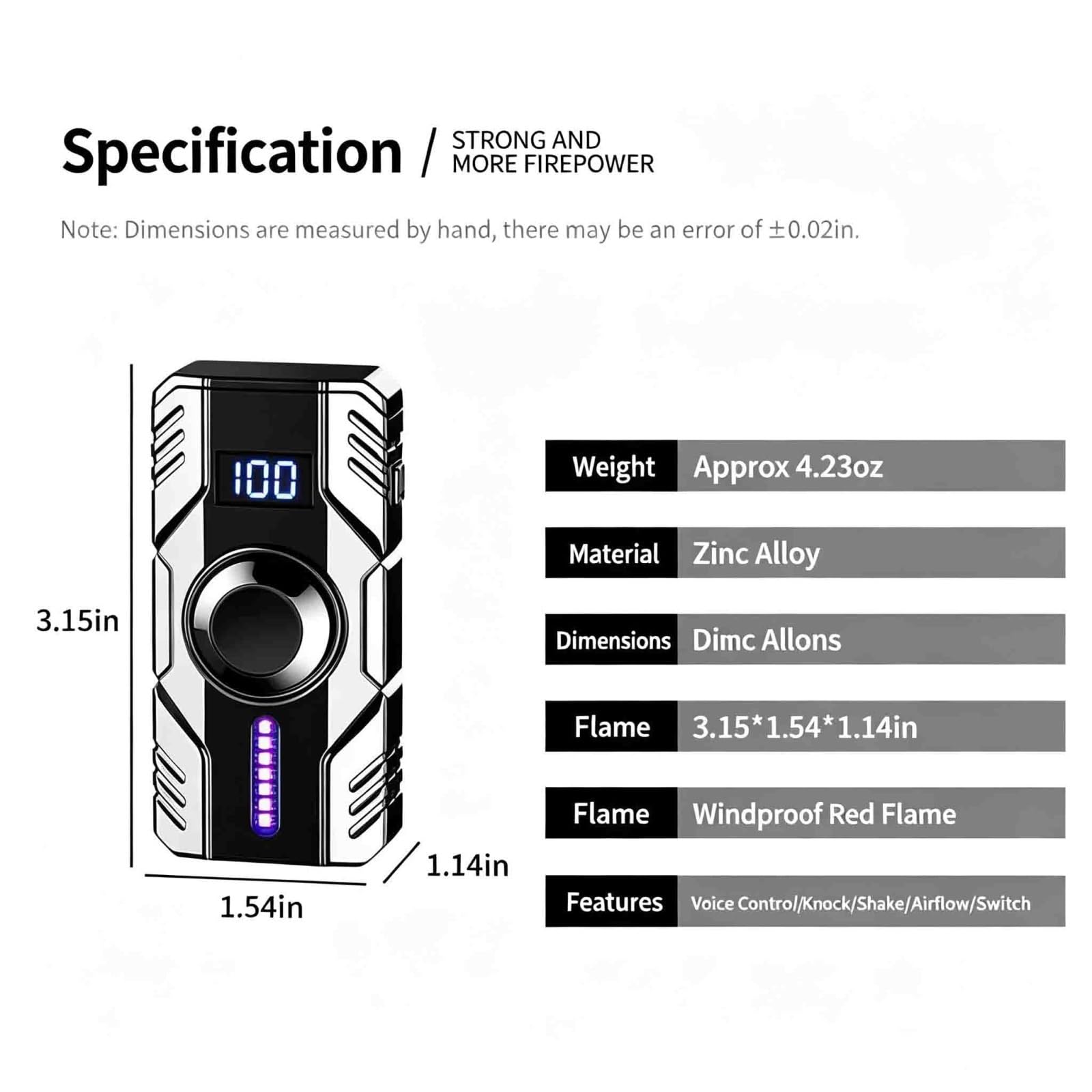 Briquet portable à jet de butane avec lumière LED et indicateur de niveau de gaz, cadeau rechargeable pour lui, parfait pour le camping, les barbecues et les activités de plein air