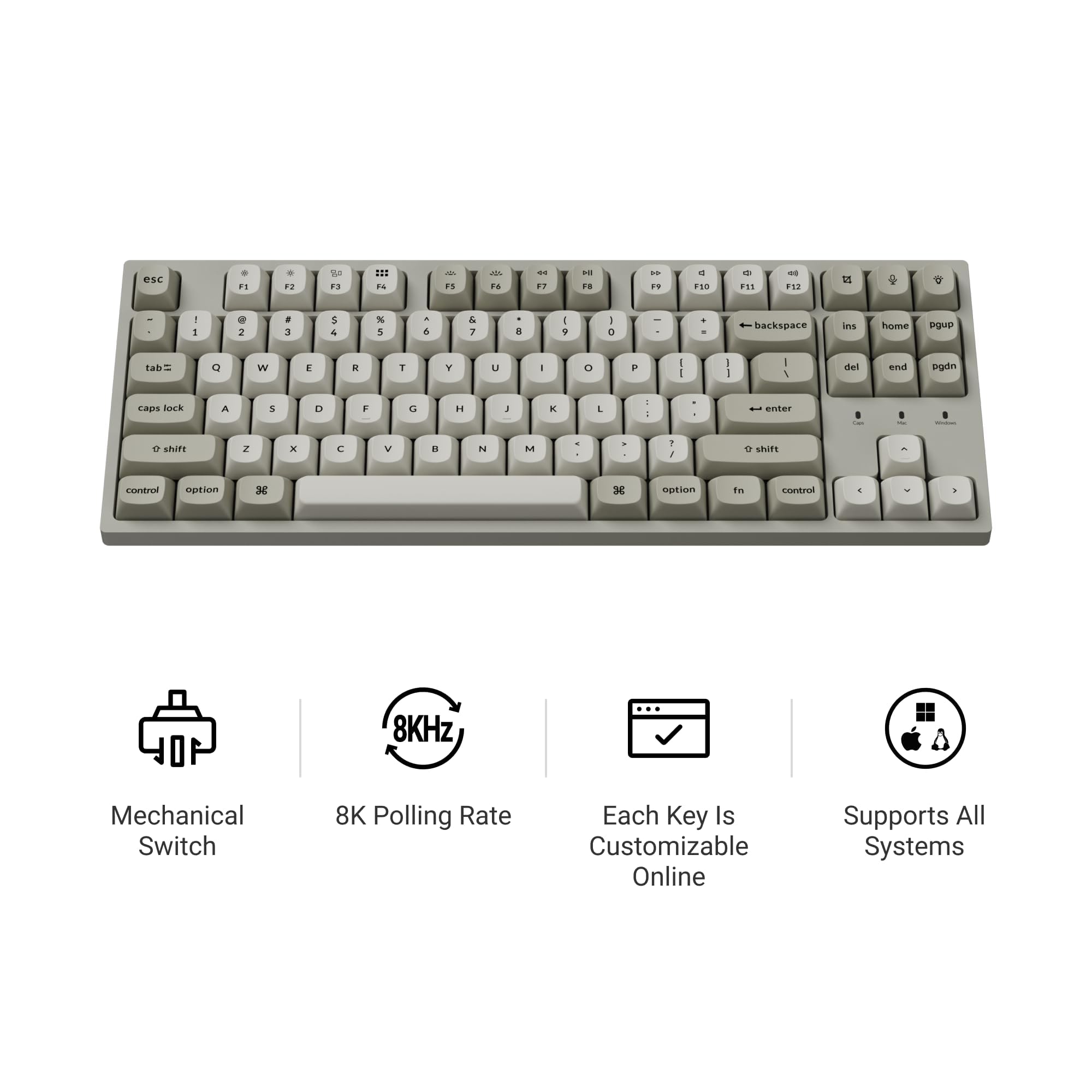 Keychron C1 Pro 8K QMK Wired Custom Mechanical Keyboard, TKL Layout Launcher Support with Hot-Swappable Super Banana Switch, PBT Keycaps Compatible for Mac Windows Linux - 2