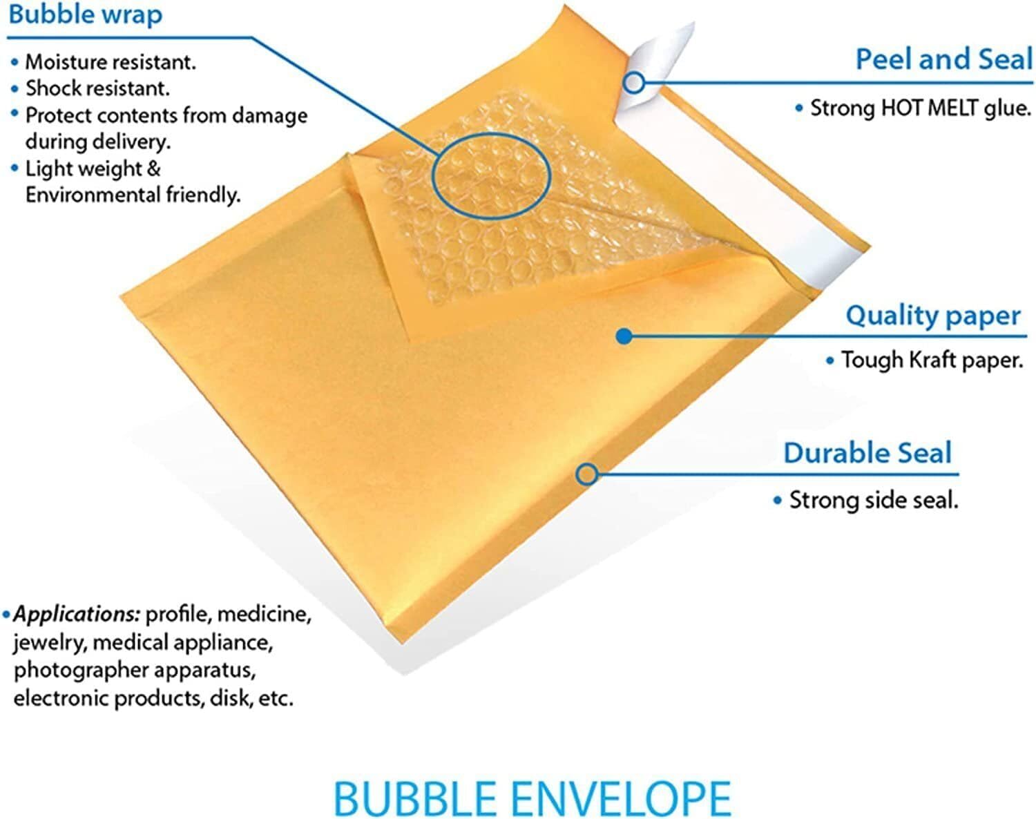 SupplyHut Lot de 500 enveloppes à bulles en kraft pour expédition, expédition et emballage (plusieurs paquets) 15,2 x 25,4 cm