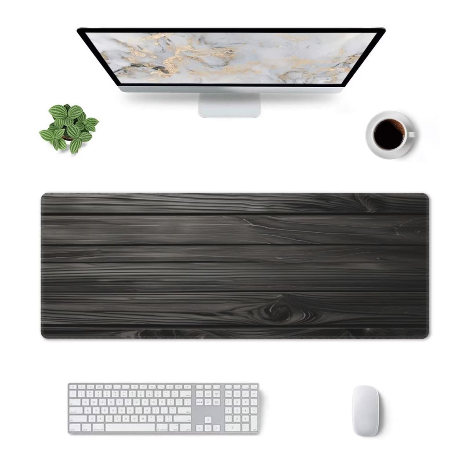 Tappetino Mouse, Tappetino Mouse Gaming Grande XXL 1500x800x3mm Tappetino Scrivania Mouse Pad, Base in Gomma Antiscivolo, Bordi Cuciti, Mousepad per Ufficio e Gaming (Grano di legno nero) R-274