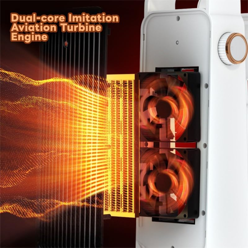 Miniatura 4 de Aottop Calentador de espacio, calentadores eléctricos de 1200 W800 W, portátil para interiores con termostato, calentador pequeño de cerámica de