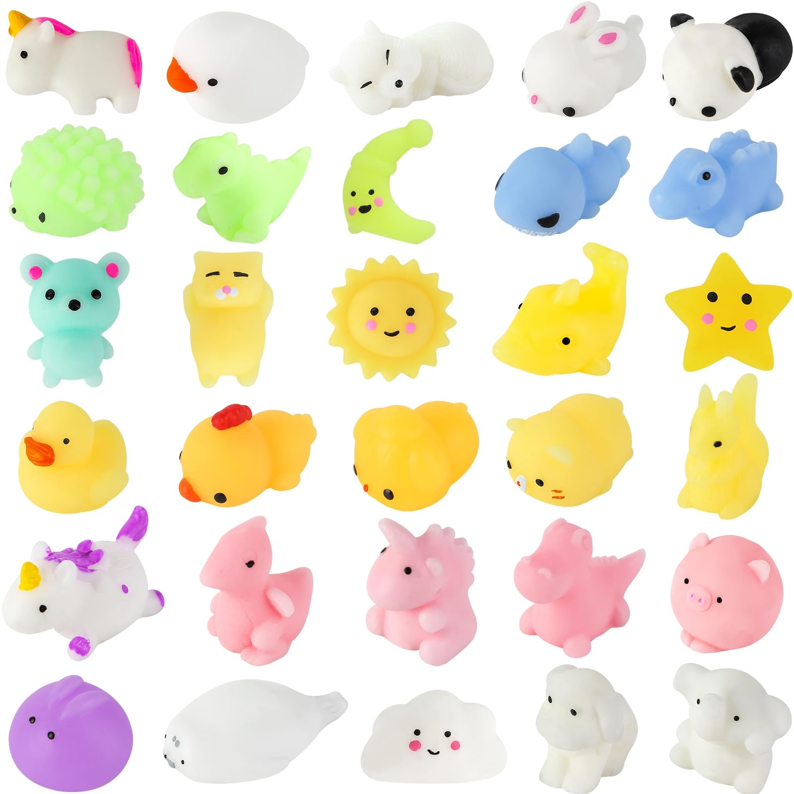 Shindel Mini Mochi Squishies Toy, 30PCS Kawaii Squishies for Kids Animal Mochi Squeeze Toy Stress Relief Toys for Party Favors Carnival Prizes Goodie Bag Fillers