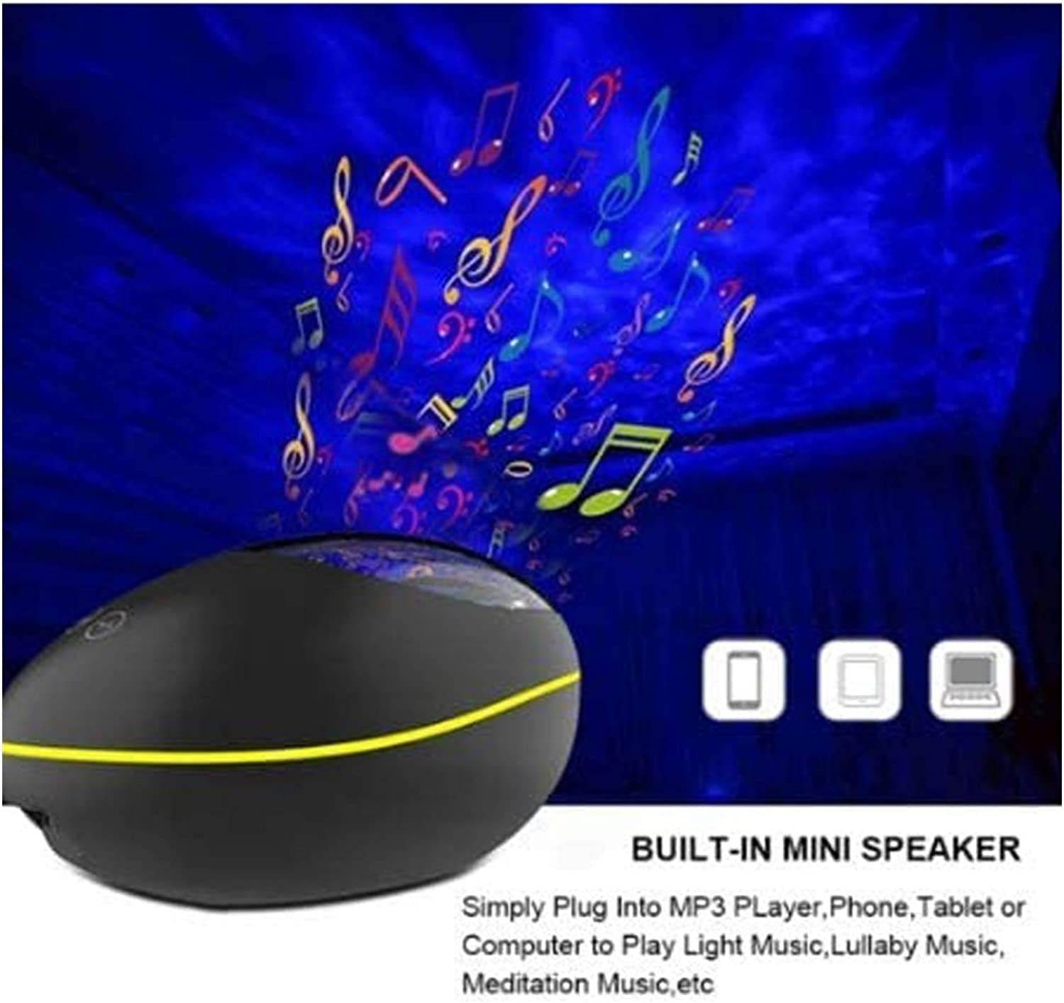 GeRRiT Veilleuse Projecteur Enfants Étoile Veilleuse Océan Projection Lumières 8 Couleurs Changement Lampe 360 ​​Degrés Rotation Chaude Lumière De Sommeil for Enfants Garçons Filles Enfants Chambre Dé