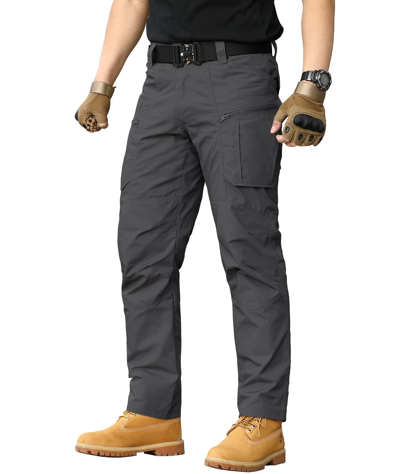 CARWORNICMen's Lightweight Tactical Pants Ripstop Military Cargo Pants Water Resistant Outdoor Hiking Work Pants