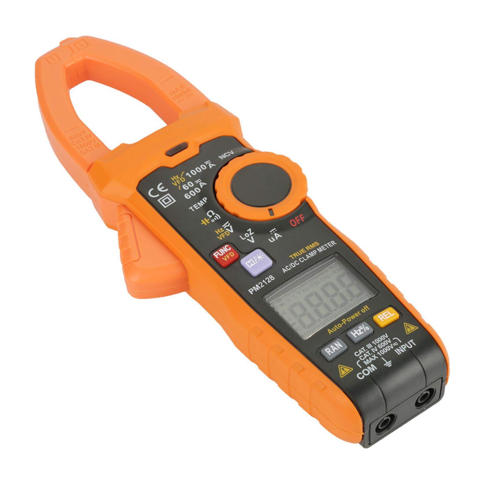 Pinza amperimétrica, portátil 1000A Pinza amperimétrica PM2128 Multímetro Pantalla LCD digital Pinza amperimétrica Voltaje CA/CC Medidor de corriente Pantalla retroiluminada con linterna