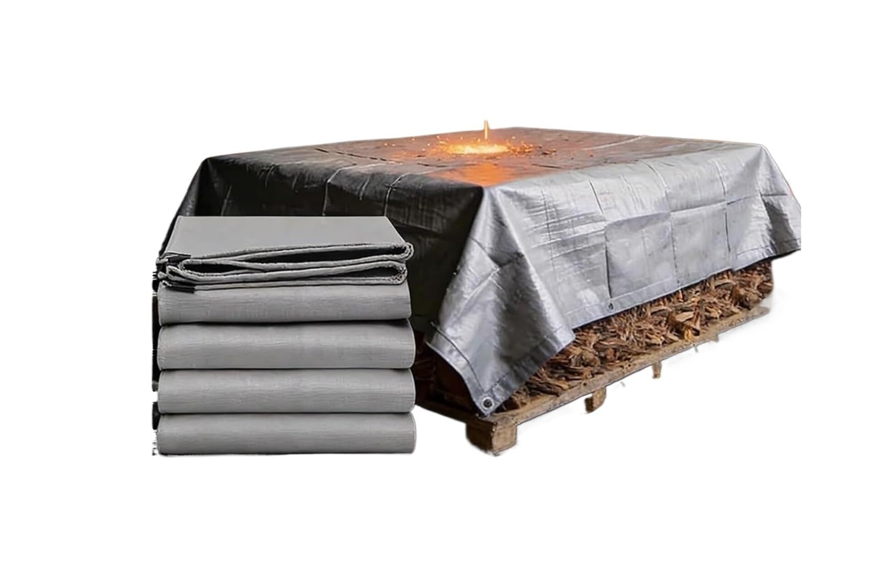 Feuerfeste Schweißdecke, 90 x 90 cm, flammhemmende Glasfaserplane mit Ösen, 1 Stück(4.8x9.8m)