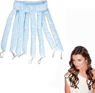 أربطة رأس لتجعيد الشعر بدون حرارة للشعر الطويل بتصميم الأخطبوط مع 8 قضبان تجعيد بدون حرارة، عصابة رأس ليلية للنساء والبنات، أزرق