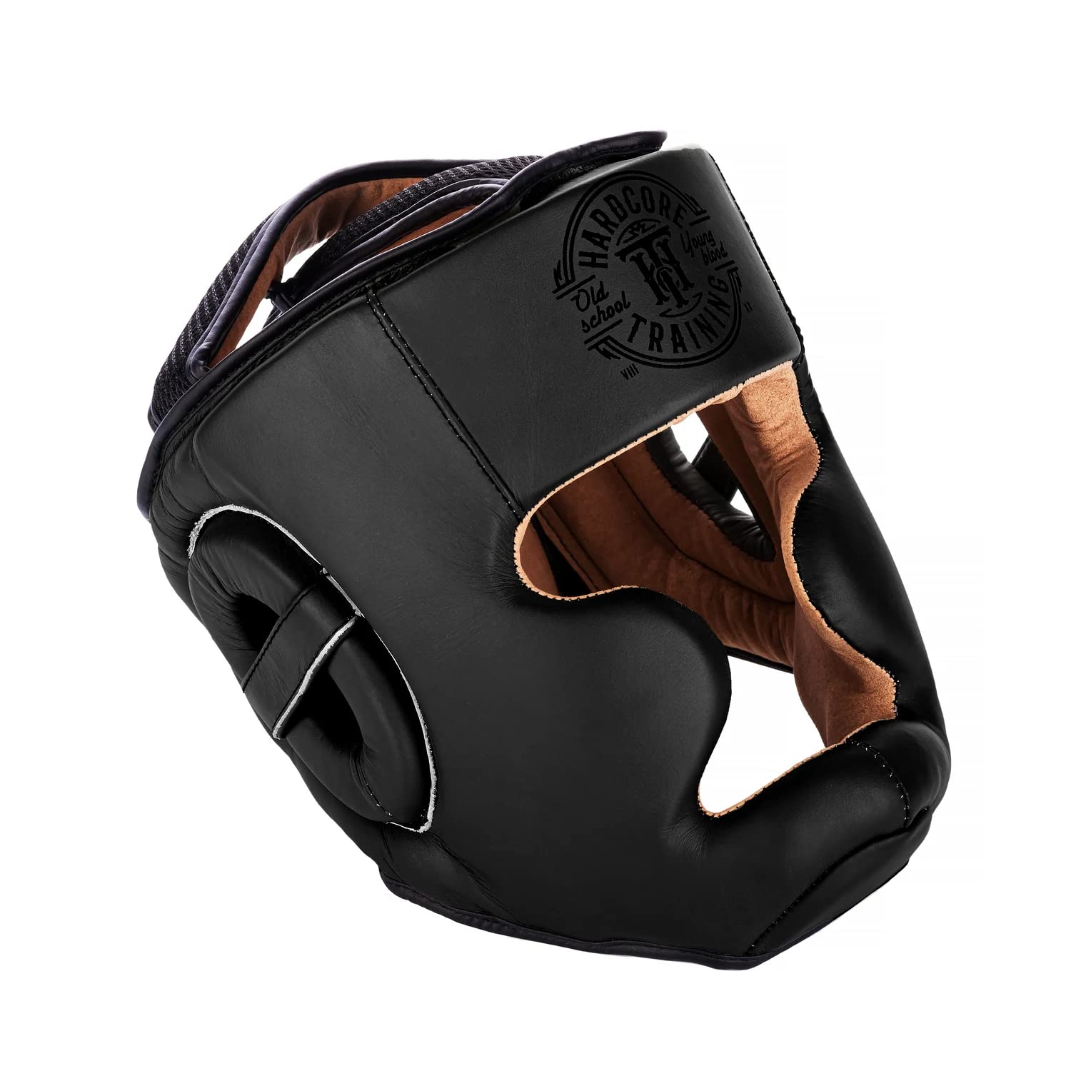 Hardcore Training MMA Headgear Classic Khaki Nero Caschetto Boxe Protezione Per Testa Pelle MMA Muay Thai Kickboxing Sparring Taekwondo Karate