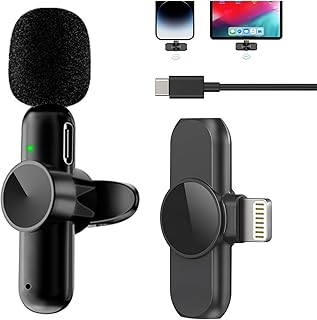 SMEIWANR Wireless Lavalier Microphone for iPhone iPad, Plug and Play, Noise Reduction, Lavalier Mics for Live Streaming Video Recording Vlog
