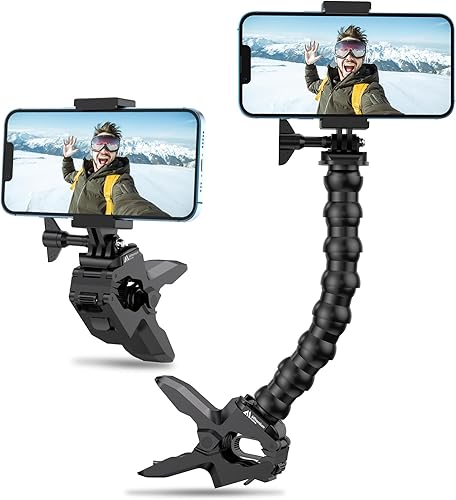 Soporte de cuello de cisne para teléfono, soporte de clip para teléfono celular para mesa de escritorio compatible con iPhone 16 15 14 Pro Max Plus