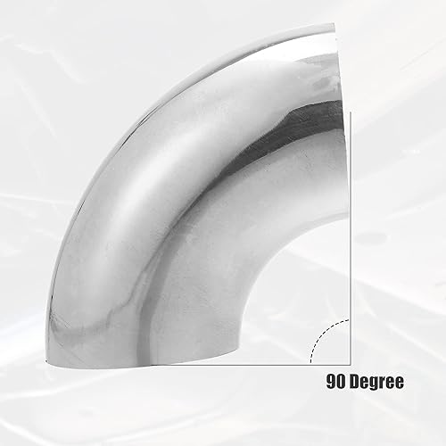 Miniatura 5 de X AUTOHAUX 1 unidad OD 1.65 pulgadas 90 grados de codo de tubo de escape de acero inoxidable SS304 para sistema de escape modificado para automóvil,