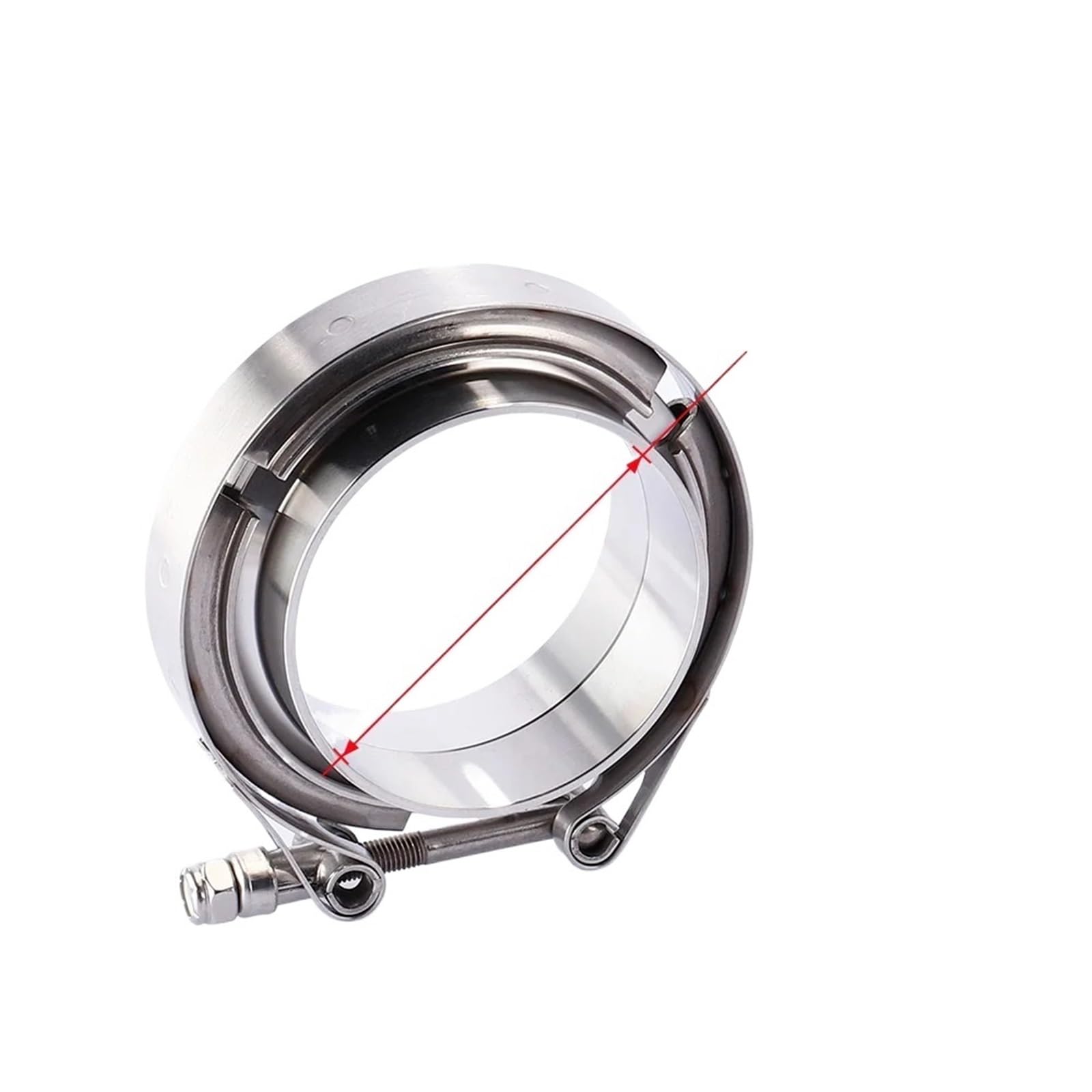 Ygleeuli Men's One Color V Band Clamp Car 304 Stainless Steel V Band Clamp Kits Turbo Exhaust Pipe Vband Fe Flange Universal(1.75Inch)