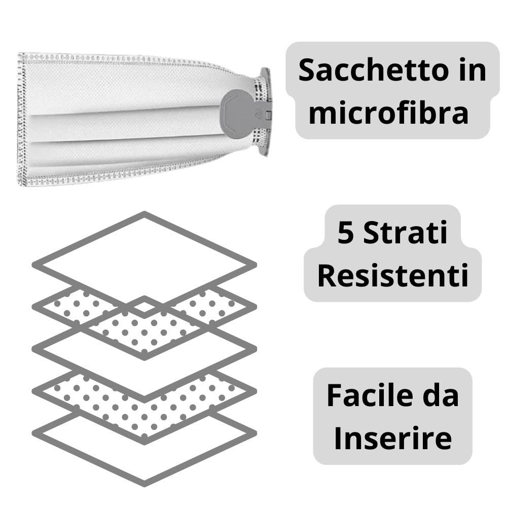 KIT - 12 Sacchetti Folletto Compatibili Vk7s Vk7 Fp7s Fp7 (12+5)