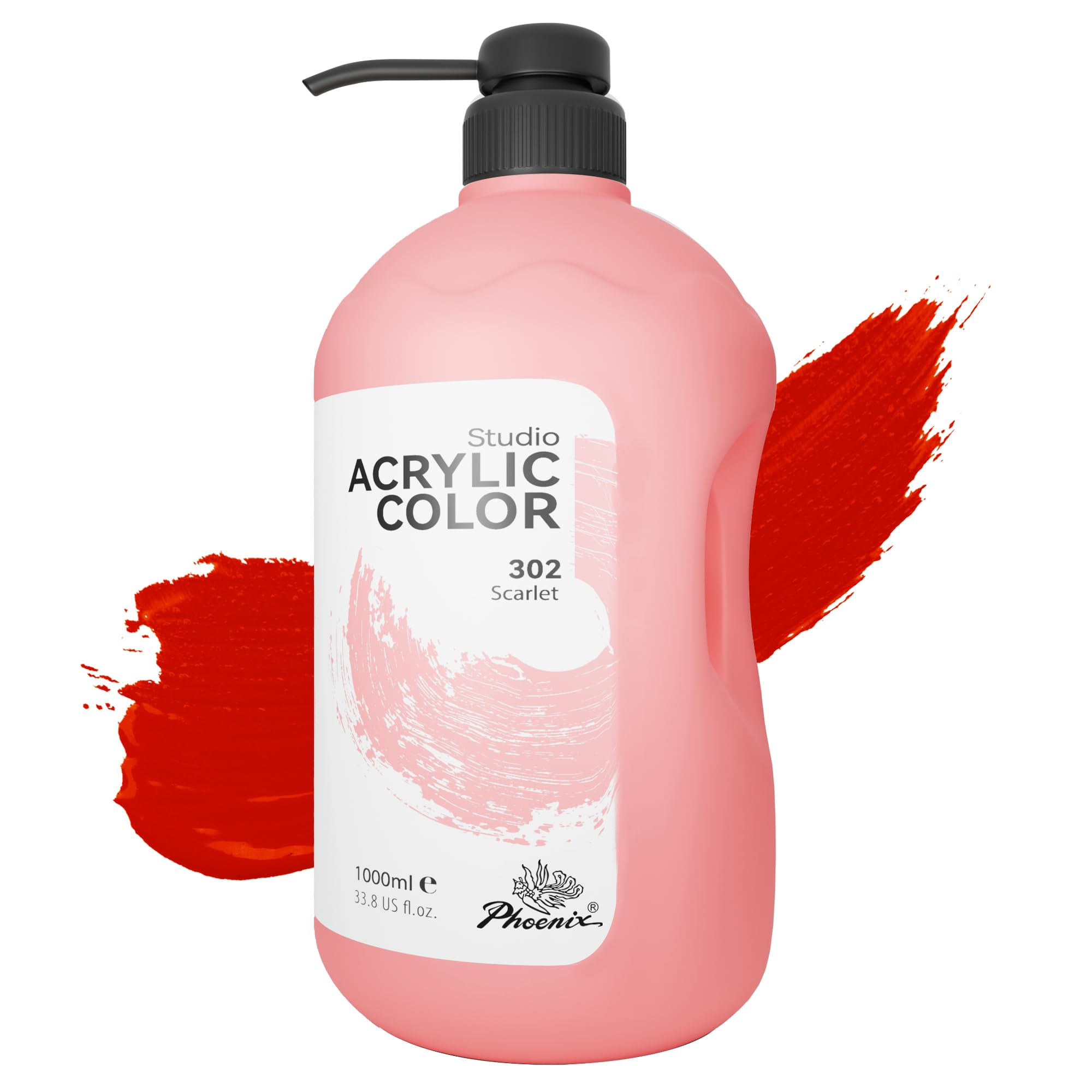 Amazon | PHOENIX 大容量 1000ml アクリル絵の具 - スカーレット