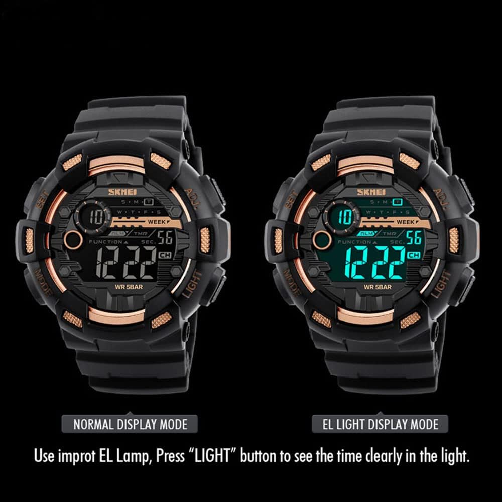 Men's Sports Watch, Outdoor Waterproof Digital Display Quartz Electronic Movement Back Light Watches for Men