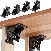 90° Folding Table Leg Brackets – Heavy Duty Adjustable Self-Locking Furniture Hinges – Carbon Steel Support Hinge with Screws for Tables, Cabinets, Beds – Set of 4