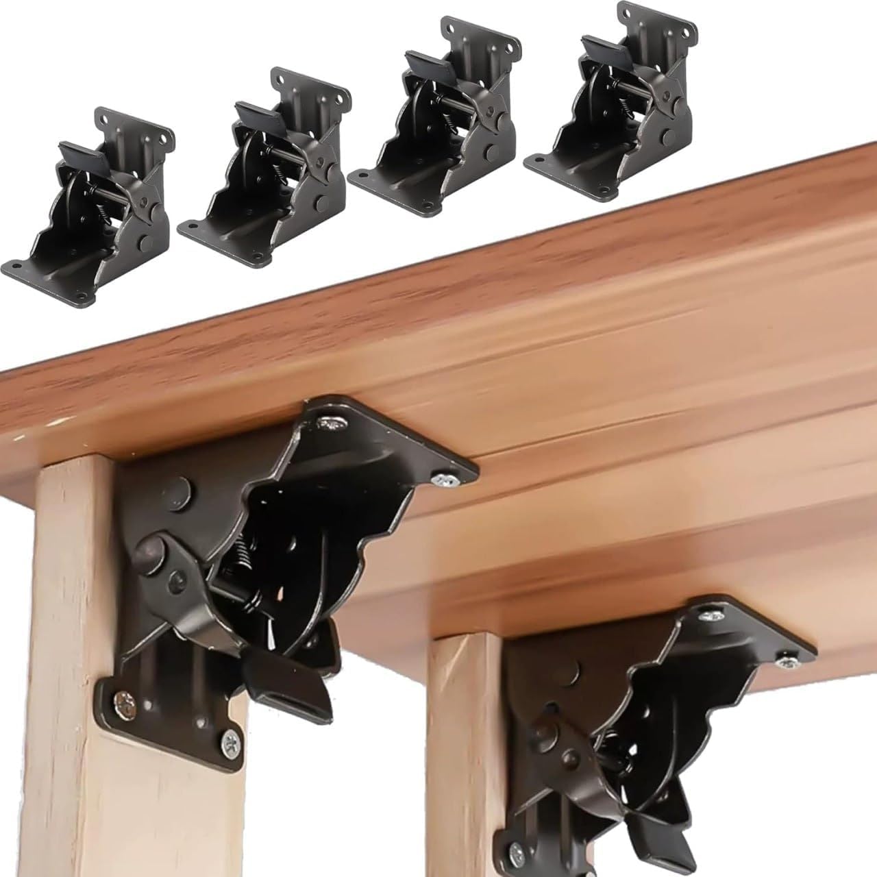 90° Folding Table Leg Brackets – Heavy Duty Adjustable Self-Locking Furniture Hinges – Carbon Steel Support Hinge with Screws for Tables, Cabinets, Beds – Set of 2-image-33