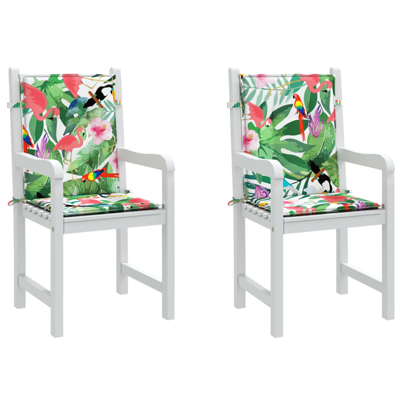 Cojines para Silla con Respaldo bajo 2 uds Tela Multicolor, Cojines para Butacas De Jardin, Cojines Sillas Cocina, Cojines para Sillas De Terraza, Cojin Silla Exterior - 361325