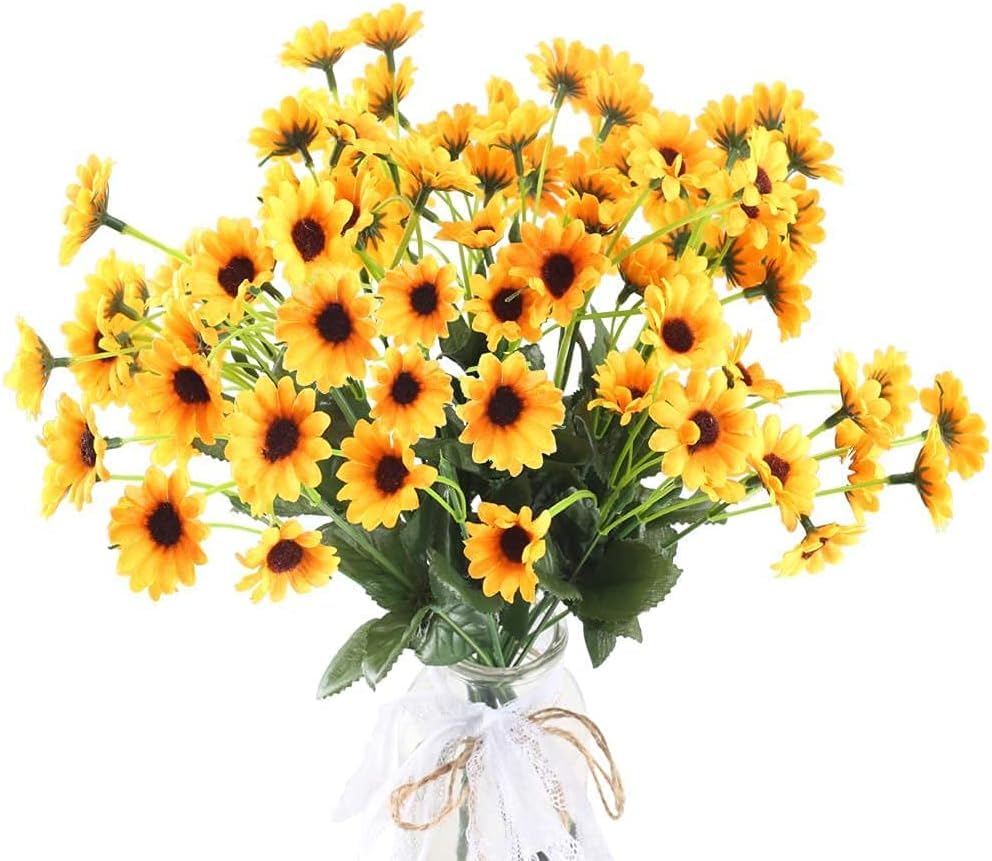Cannagenix Sunflowers Artificial Flowers Fake Sunflowers Bouquet Silk Flowers with Steams Faux Sunflower Decorations for Baby Shower Party Home Mother's Day Decorations (Mini Sunflower) (4)