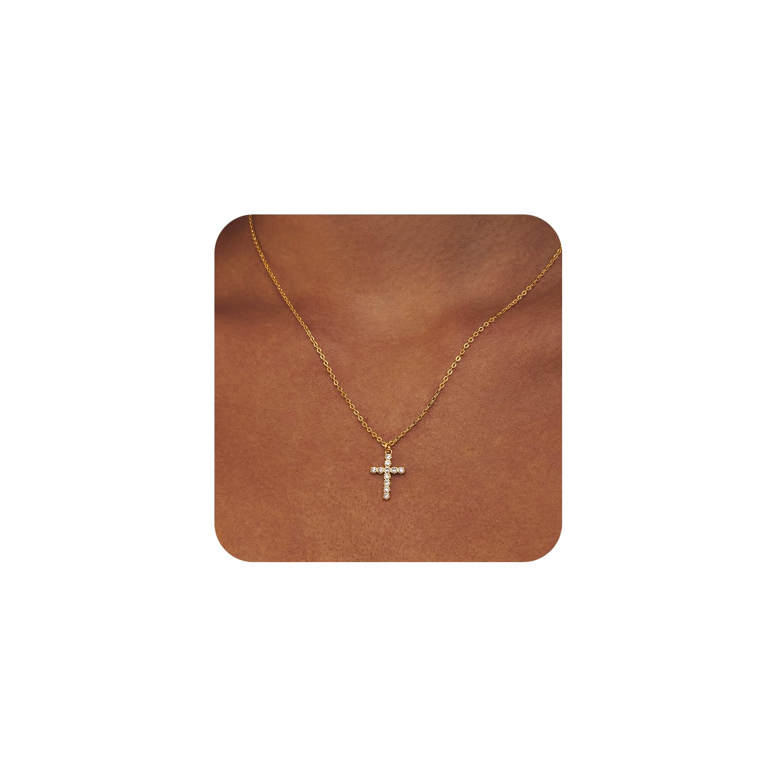 LULII Cross Necklace for Women Dainty 14K Gold Silver Plated Small Cross Pendant Choker Simple Cute Cross Gold Necklace for Women Trendy Faith Jewelry