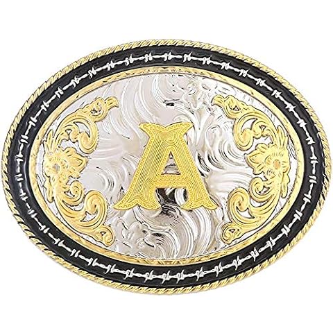 STARBRILLIANT Western Belt Buckle for Men Large Cowboy Belt Buckle Initial Cowboy Rodeo Belt Buckle Gold with Letters ABCDGL to Z (A) Cover