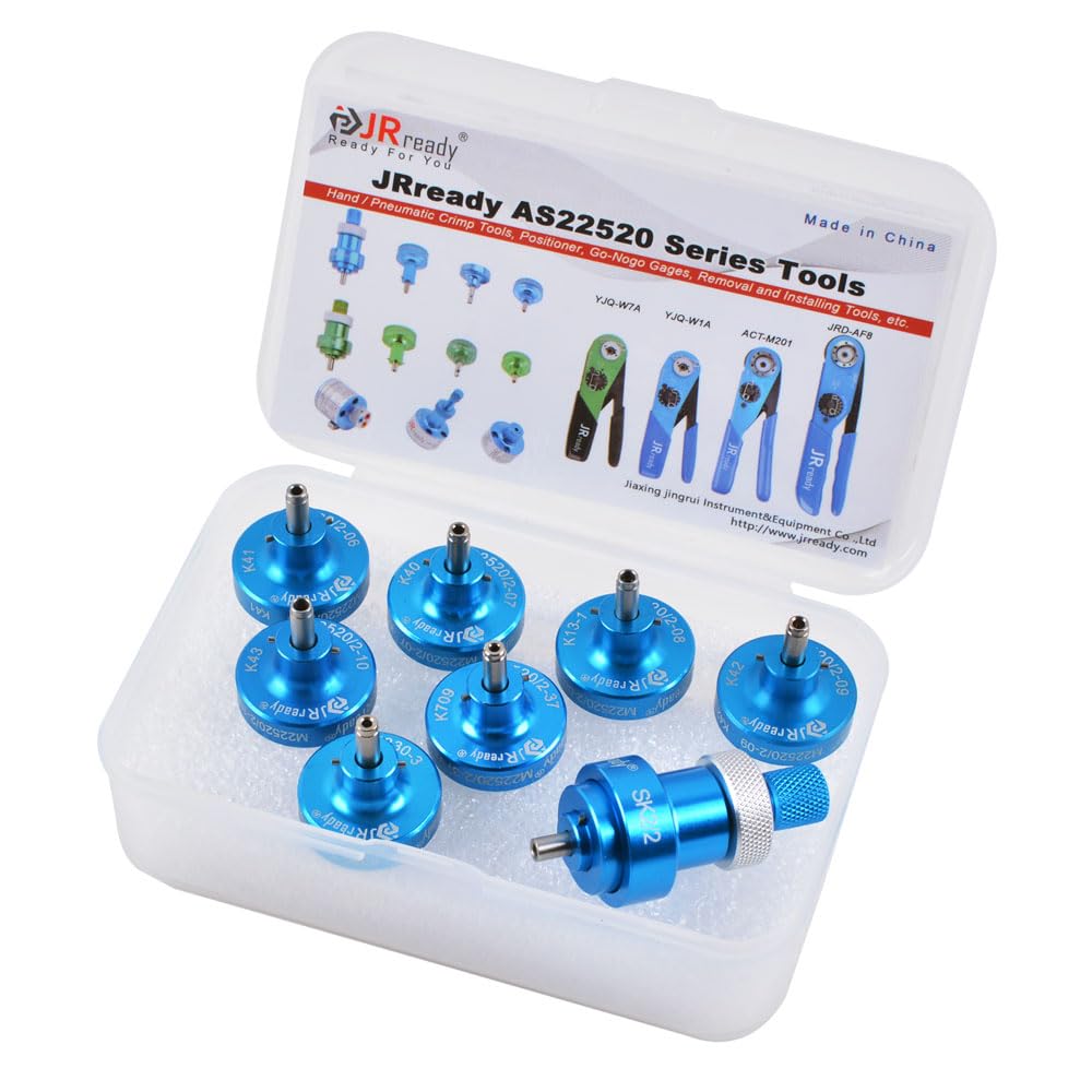 JRready M22520/2-01 Positioner Kit – 7 P-Series Positioners + Adjustable Tool For AS22520/2-01, NEW-AS2, MH800 Crimp Tools